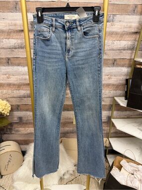 Mid Rise Skinny Denim Jeans With Raw Hem 25